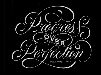 Progress over Perfection flourish handlettering lettering quote typography