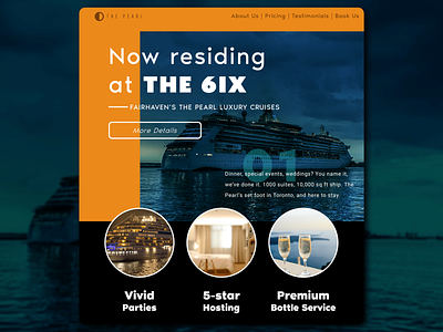 Fairhaven's The Pearl: Luxury Cruises Concept branding cruise design graphic art graphicdesign illustration interface landing page party ship tourism ui ux