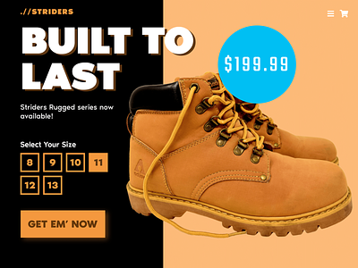 Striders Shoes eCommerce Concept boots branding concept design ecommerce graphic art graphicdesign illustration interface landing page mock up prototype shoes shop ui ux