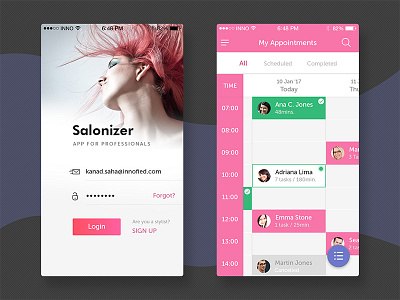Salonizer - App for Salon Stylists innofied ios app mobile app salon management salon stylists app