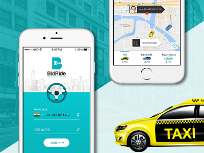 BidRide - Ride app with bidding features bid bidding bidride cab cab app driver ride taxi app