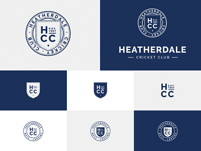 Heatherdale Cricket Club Logo Variations blue circle cricket logo shield