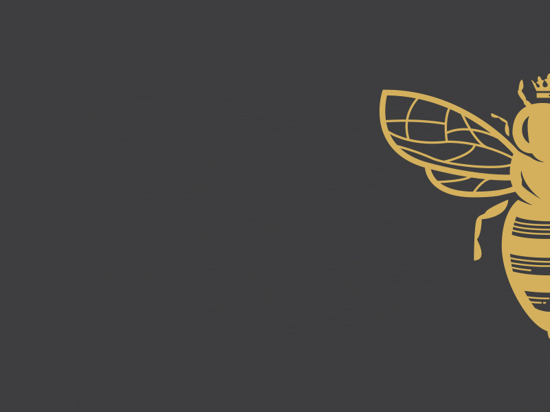 Dark Queen Cheesecakes Logo logo charcoal gold bee