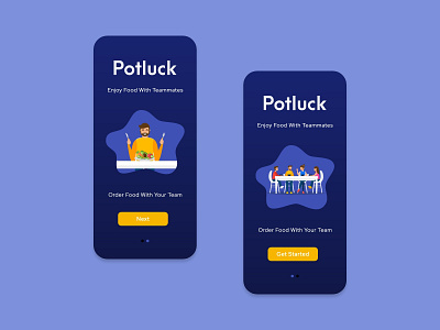 Potluck - Food ordering app for groups 10ddc design challenge food app onboarding onboarding ui potluck ui ui design uidesign ux ux design uxui walkthrough