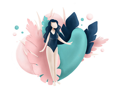 Summer Vibes art character art character ill character illustration concept art concept character illustration illustration woman palms plants procreate sketch summer summer illustration swimmer swimsuit water woman