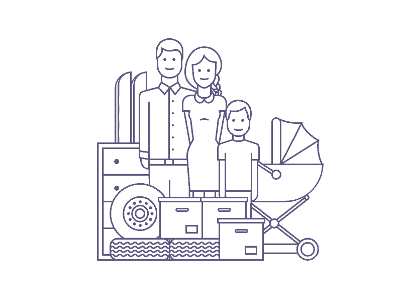 Storage: personal storage box boy draft family icon men purple shelf sketch ski stroller ui vector web wheel woman