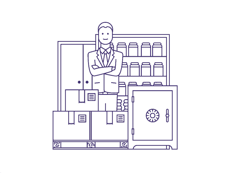 Storage: commercial storage animation box business businessman draft icon purple safe shelf sketch storage ui vector warehouse web