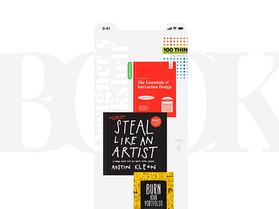 Designers Bookshelf 3d adobexd animation app book bookshelf clean cover design interactive madewithadobexd minimal mobile modern read stack text typography ui white