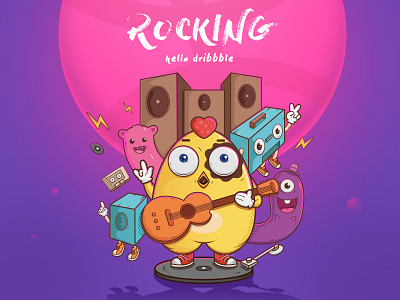 Rock in the Dribbble illustrator mascot rock vector