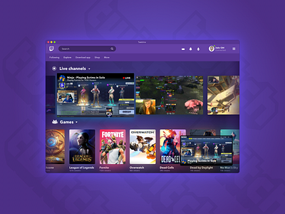 Twitch App Concept #1 games streaming twitch ui ux
