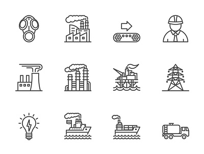 Power industry design electric power engineering fossil fuels graphic design icon illustration industry line pollution power symbol thin transportation vector