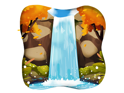 Autumn Waterfall illustration