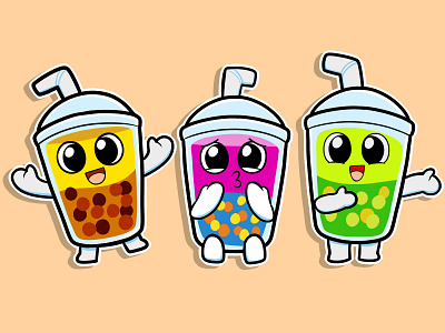 Boba Kids branding icon illustration logo