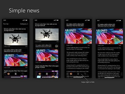 Simple news app design interface minimal news ui