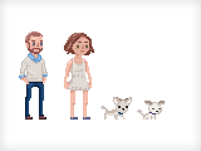 Pixel Family art dogs pixel self portrait
