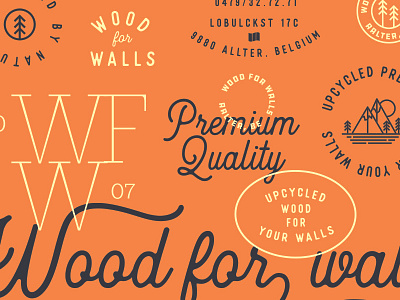 Wood For Walls badge branding design logo typography vintage wood