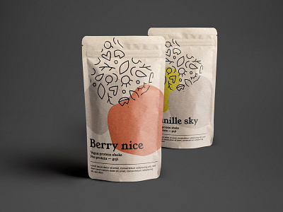 Protein Shake packaging direction berry color illustration packaging pattern typography
