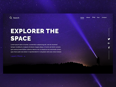 Explore The Space header landingpage photoshop space