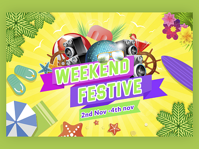 Weekend Festive designing header illustration illustrator photoshop vector