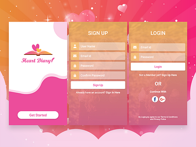 Heart Diary App app design design ui ux vector