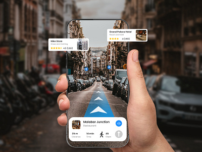 AR Navigation App 2021 design 2021 trend appdesign ar app clean design dribbble interaction mobile navigation trending uidesign uiux user interface uxdesign