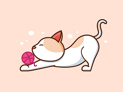 Kitty play dribbble ball animals cats illustraion kitten