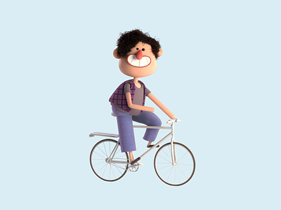 Illustration for Bike & Scooter Rental App 3d 3d illustration bicycle bike blender cartoon character character design colors hero image illustration persona render retro riding