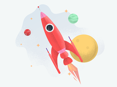 Illustration for UIG Studio – MVP page character design drawing illustration planet rocket space stars travel