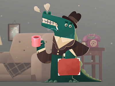 Aligator producer business character crocodile illustration