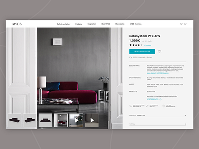 MYCS - Product page big picture detail detail page ecommerce full screen full width fullscreen furniture furniture store furniture website pictures product product page rating redesign star ui ui design ux ux design