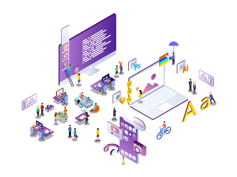 Hello Dribbblers! illustration infrastructure isometric it process technology