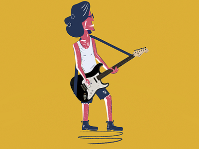 Rock Star band guitar illustration brush style paint man music musician people rock star