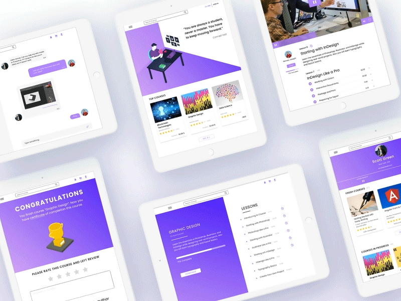 Online Education Platform angular app course dashboard ecommerce illustration ios ipad iphone learning lesson message mobile product progress service student ui ux