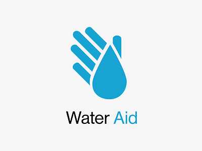 Water Aid Re-imagined Logo aid charity drop hand humanitarian identity logo organisation space visual water white