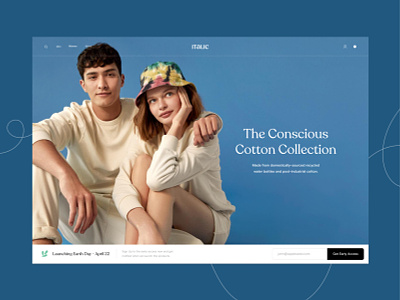 Consious cotton collection Landing page branding design ecommerce fashion hero section landing page launching minimal ui ux website