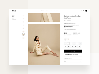 Product Page Carousel animation category design system ecommerce fashion minimal pdp product page shoes shopping ui ux variants website