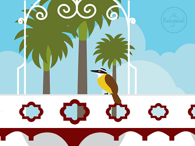 Disen O Puenteortiz architecture bird bridge cali city colombia icon illustration nature palms places travel