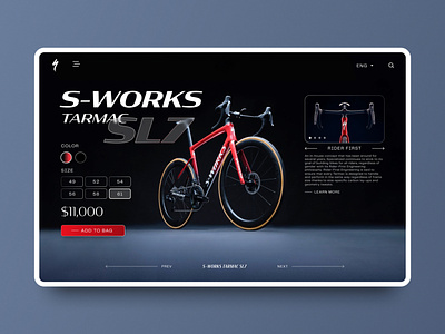 Road Bike Product Landing Page bicycle bike cycling e commerce product page product page design road bike ui ui design webdesign