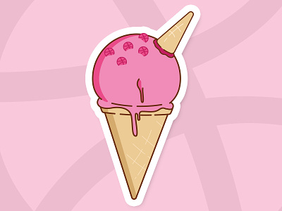 Dribbble Ice Cream cream dribbble ice illustration playoff stickermule stickers toping