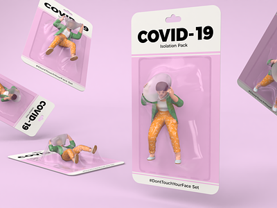 COVID-19 toys series. Dont Touch Your Face set 3d character covid 19 covid19 design isolation pack package packaging quarantine stay safe stayhome toy