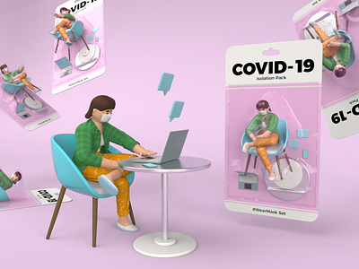 COVID-19 toys series. Wear Mask set 3d character covid 19 covid19 design isolation pack package quarantine set stay home stay safe stayhome toy wear mask wearmask