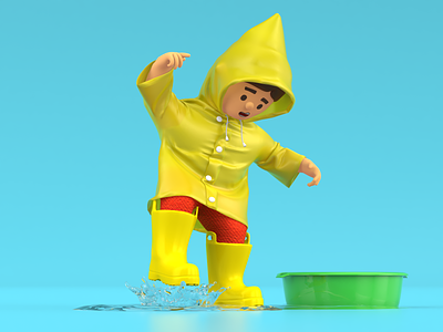 Toy - Kid playing in bathroom 3d bathroom character cinema cinema 4d cinema4d covid 19 covid19 design isolation kid pack quarantine splash stay safe stayhome toy water