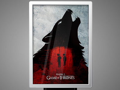 Game of Thrones - minimal silhouette poster, season 2 direwolf game game of thrones minimal poster season silhouette stark thrones winter winterfell wolf