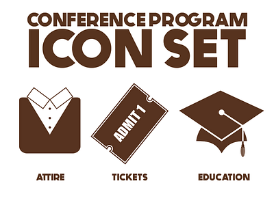 Conference Program Icons attire brown education icons tickets