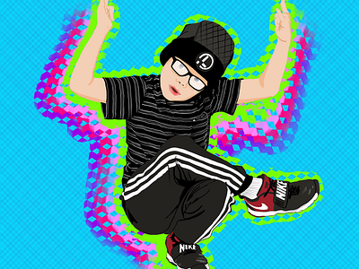 The Hip Hop Kid child colorful dancer hip hop illustration