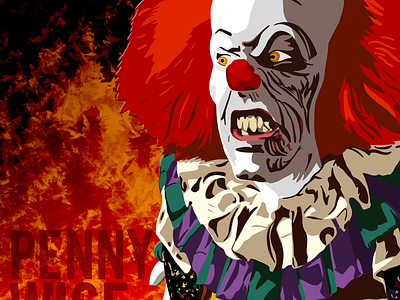 Halloween Horror Series - Pennywise clown horror illustration movies scary clown stephen king