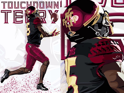 Touchdown Terry Illustrated Poster art college design florida florida state football illustration portrait poster sports tallahassee