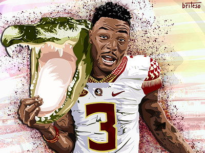 Beat UF - Derwin James animal college digital art drawing florida football fsu gators illustration people portrait reptile seminoles