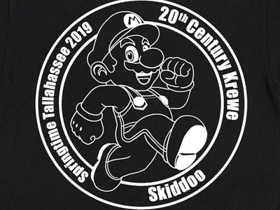 20th Century Krewe Mario T-Shirt Badge badge circle dynamic illustration line drawing logo mario one color springtime tallahassee vector