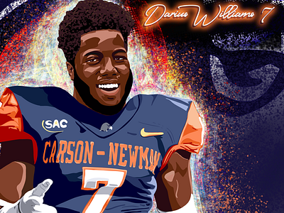 Darius Williams art blue college college football digital illustration eagles edits football illustration ncaa nike orange pop art portrait splatter sports spray